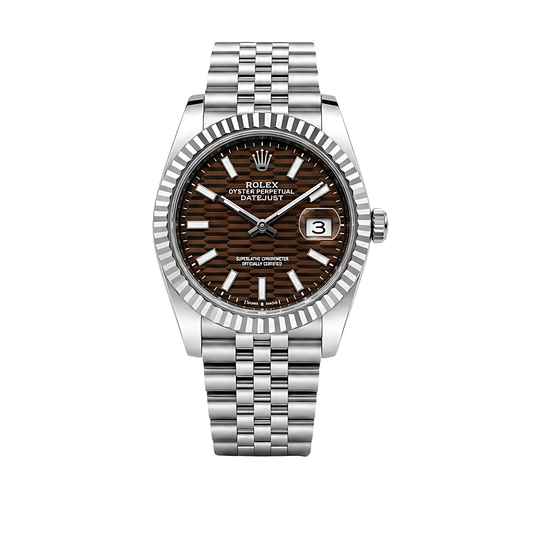 Rolex Datejust Brown Waffle Dial Silver Watch - image 1
