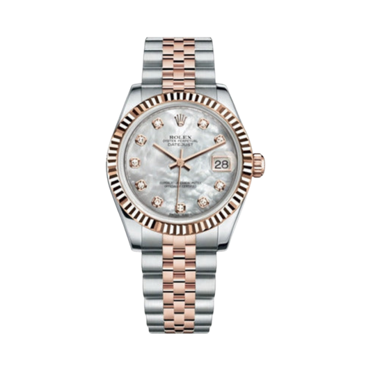 Rolex Watch | Datejust White Dial Rose Gold