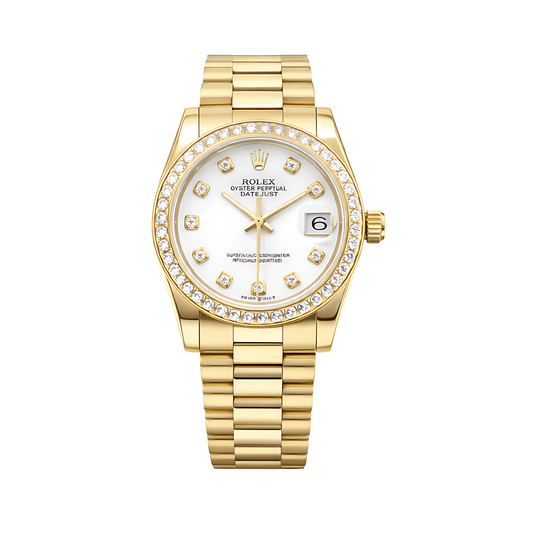 Rolex Watch | Royal Oak Yellow Gold White Diamond Dial