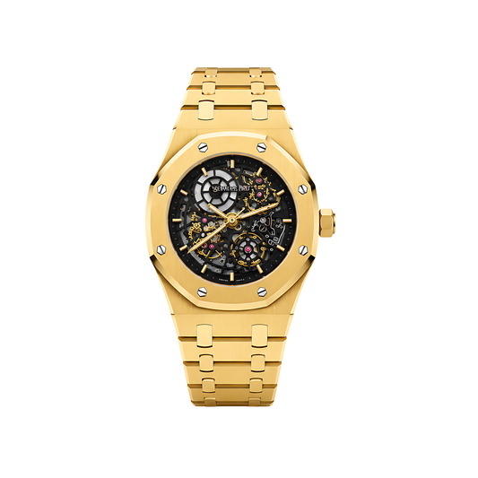 Audemars Piguet Royal Oak Double Balance Black Dial Wheel Skeleton Gold Watch - image 1