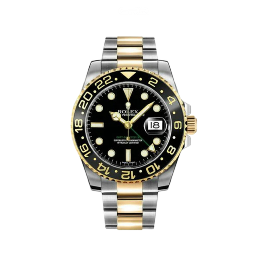 Rolex Watch | GMT-Master II Black Dial Yellow Silver