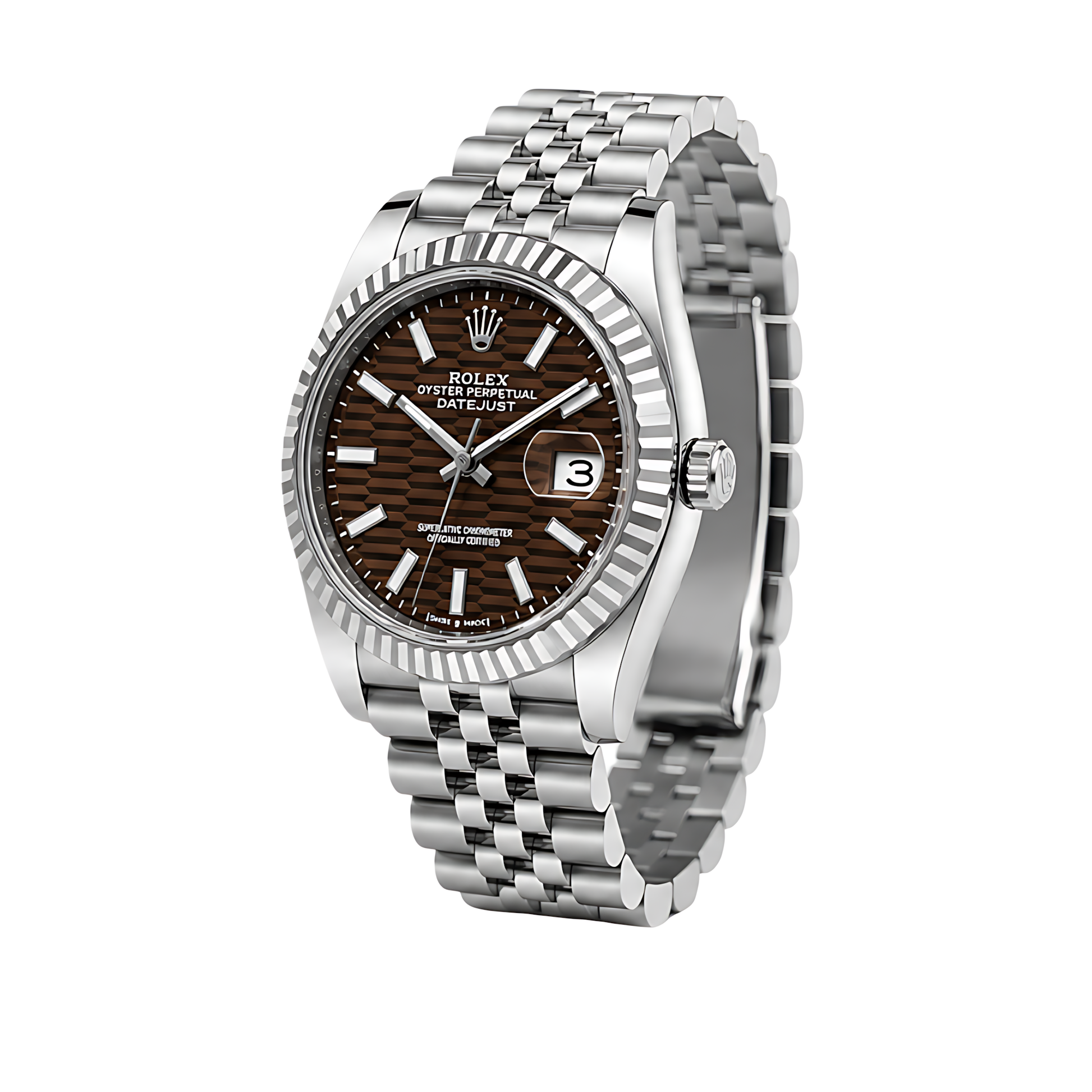 Rolex Datejust Brown Waffle Dial Silver Watch - image 3