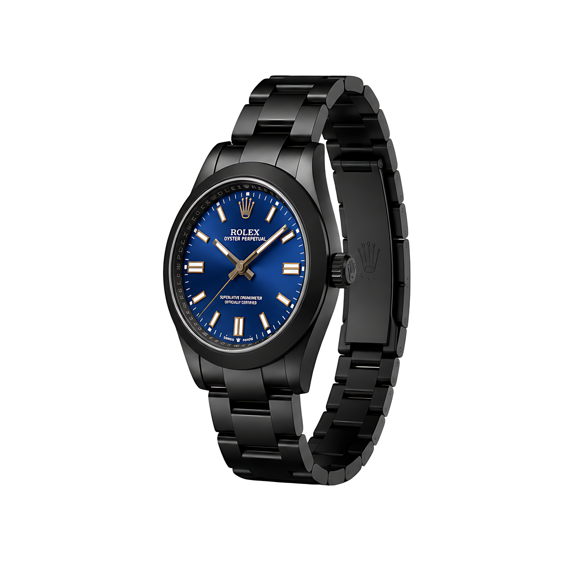 Rolex Oyster Perpetual Blue Dial Matte Black Watch - image 3