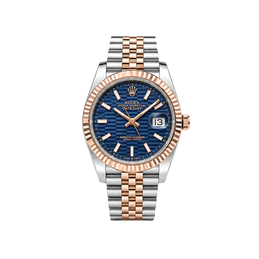Rolex Datejust Blue Waffle Dial Two Tone Rose Gold Watch - image 1