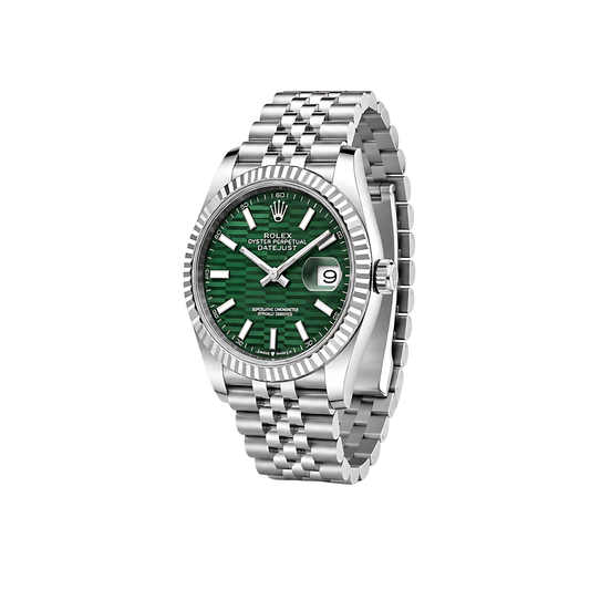 Rolex Datejust Mint Green Waffle Dial Silver Watch - image 2