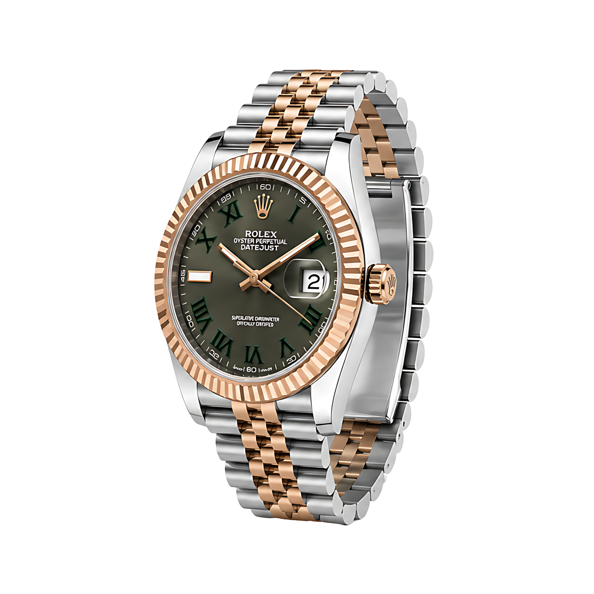 Rolex Datejust Wimbledon Dial Two Tone Rose Gold Watch - image 3