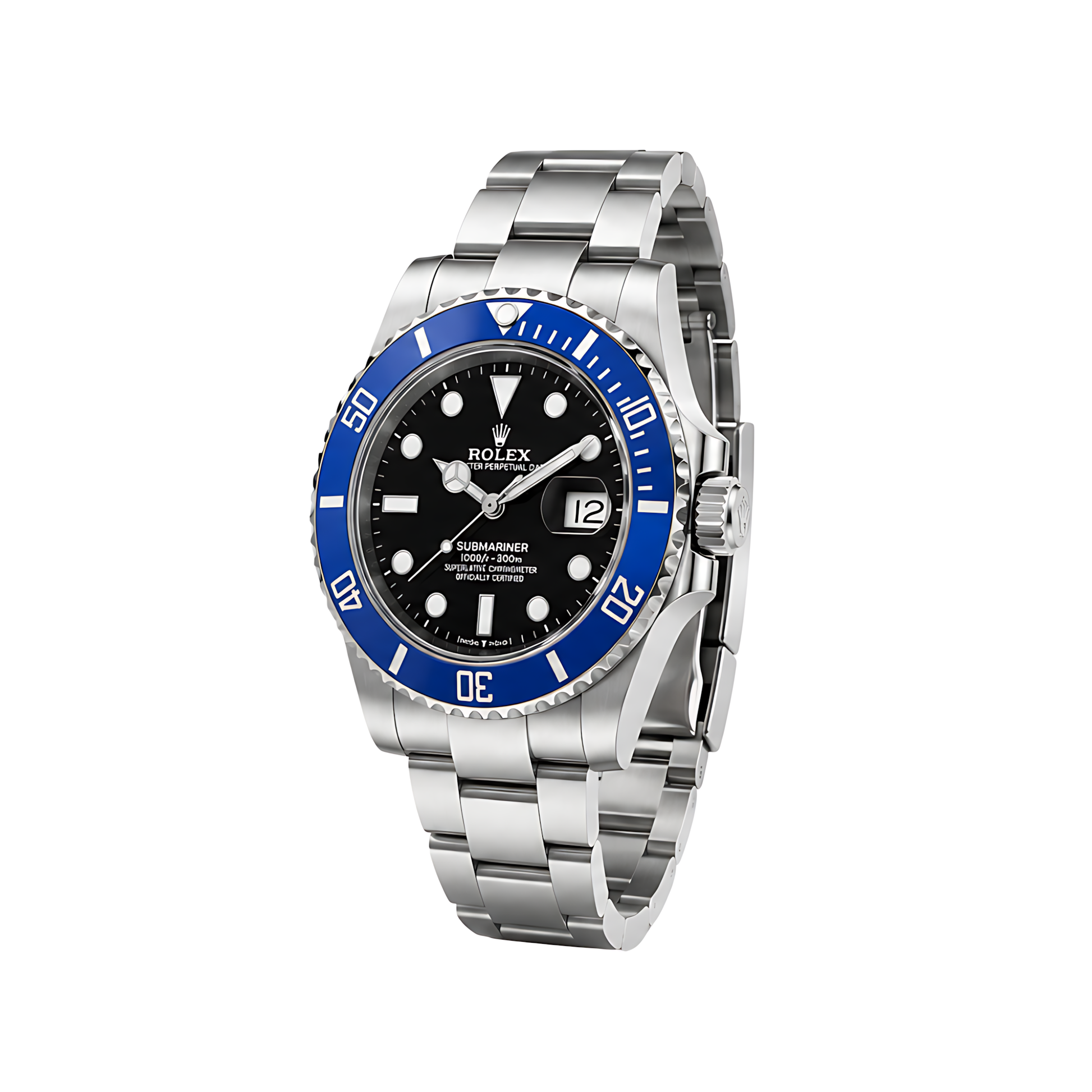 Rolex Submariner Date Black Dial Blue Bezel Silver Watch - image 2