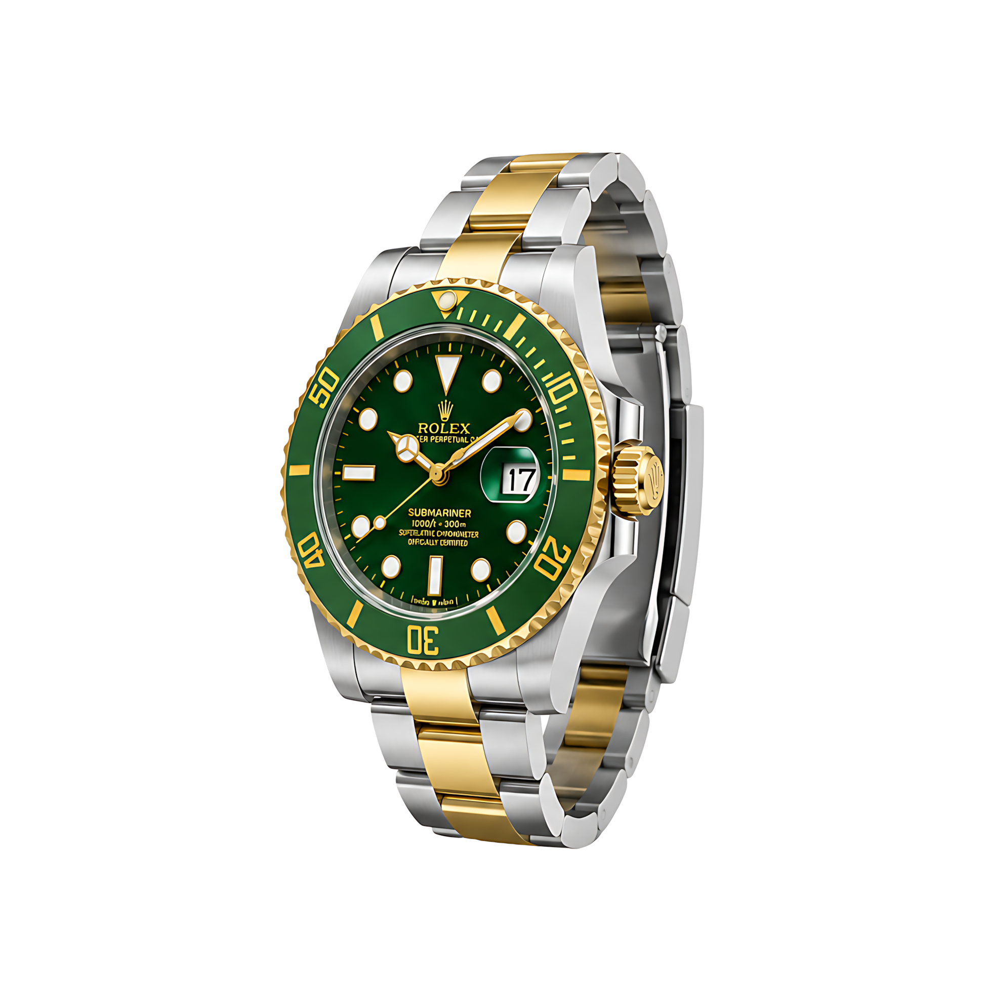 Rolex Submariner Date Green Dial GreenGold Bezel Gold Silver Watch - image 3