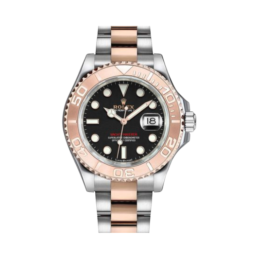 Rolex Watch | Yacht-Master Black Dial Pink Gold