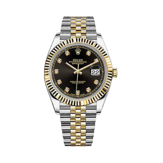 Rolex Watch | Datejust Black Dial Yellow Silver
